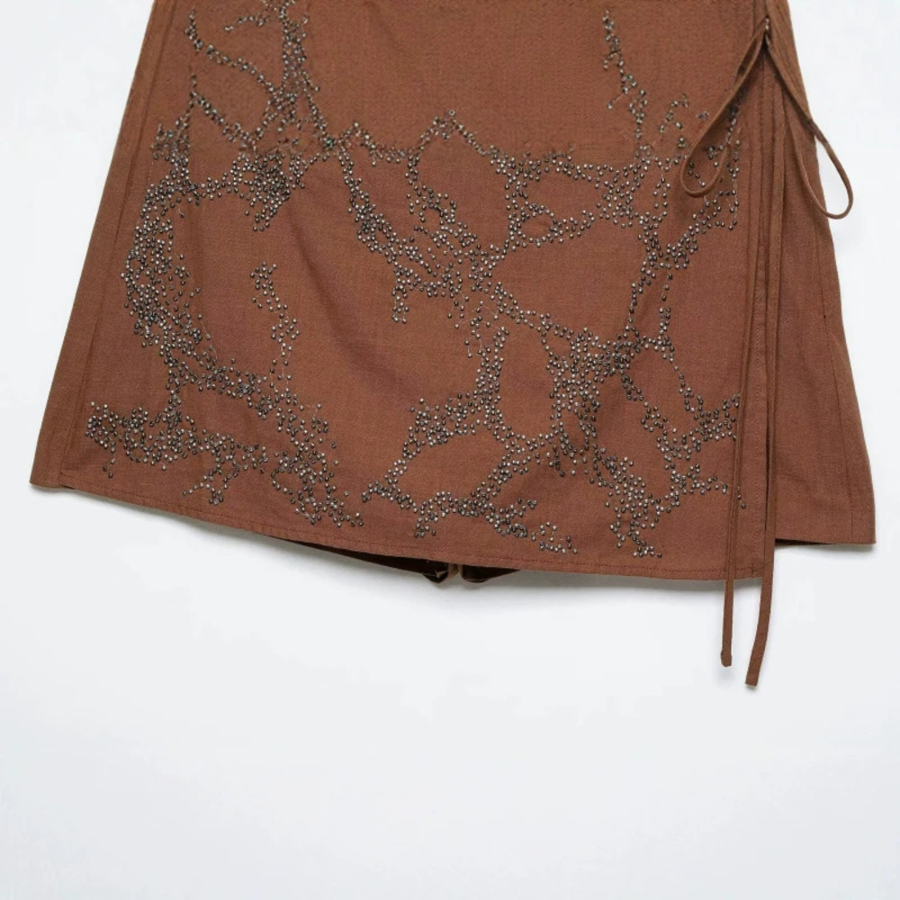 ZARA Fashionable Versatile Beaded Skirt Pants